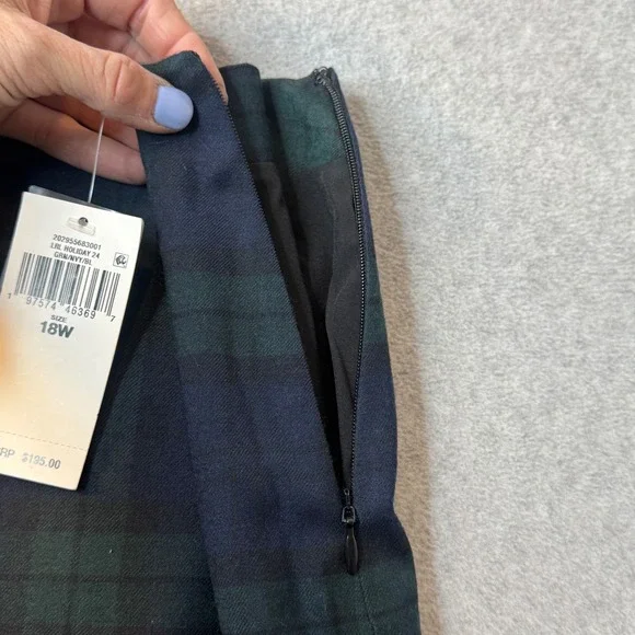 Lauren Ralph Lauren Plaid A Line Skirt Womens 18W Navy Green New - Picture 5 of 7